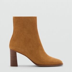 Mango Tan Suede Ankle Boots